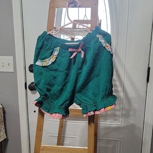 Wildflowers Teal Shorts with Floral Accents